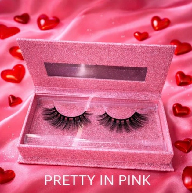 Pretty In Pink- 3D Faux Mink Lashes in Pink Glitter Case