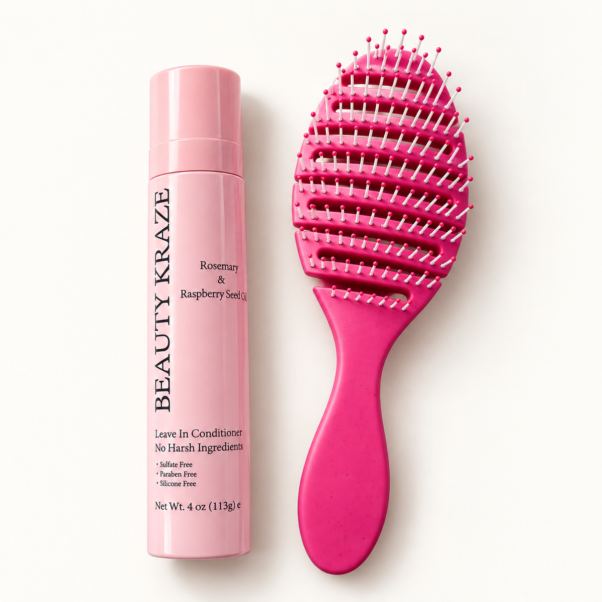 Pink Detangling Brush & Leave-In Conditioner