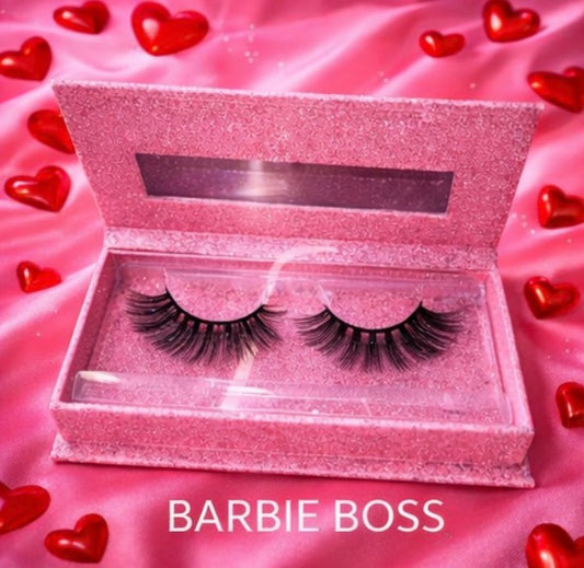 Barbie Boss- 3D Faux Mink Lashes in Pink Glitter Case